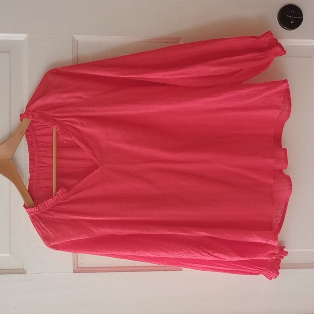J.Crew swiss dot cotton top, size XL, 100% cotton, berry